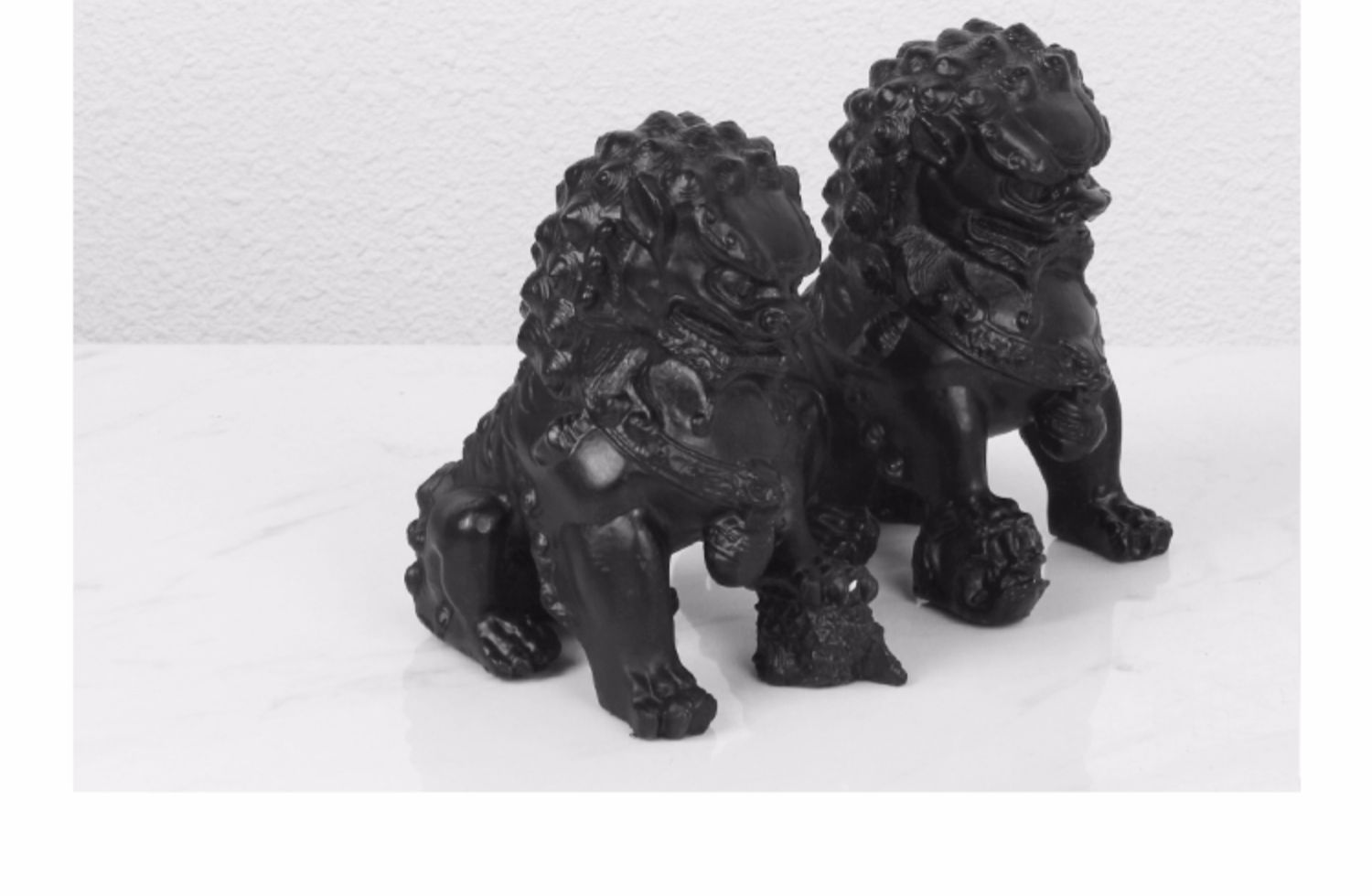 纳茉 新中式现代黑色铸铁狮子摆件