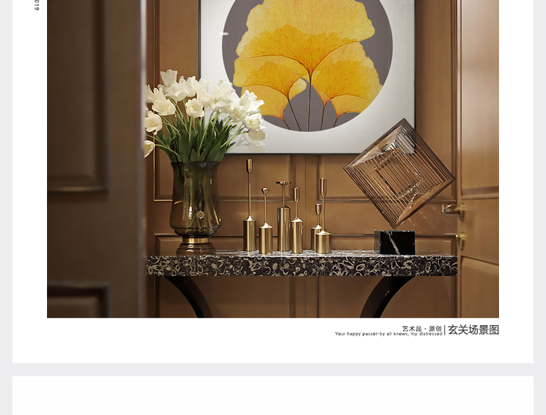 新中式现代装饰画银杏叶客厅沙发背景墙挂画餐厅玄关酒店别墅壁画