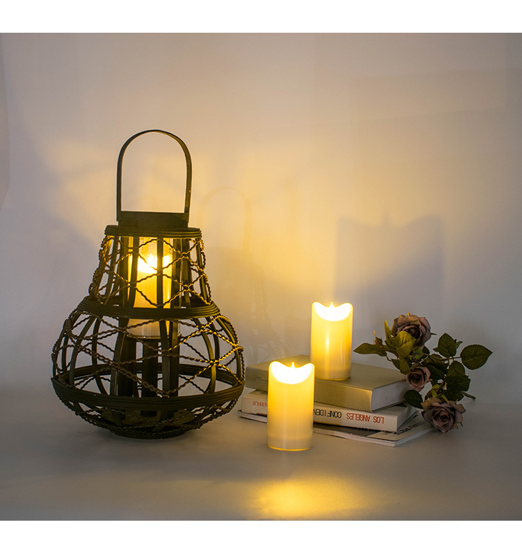 第五季 现代新款复古竹编麻布落地手提风灯烛台