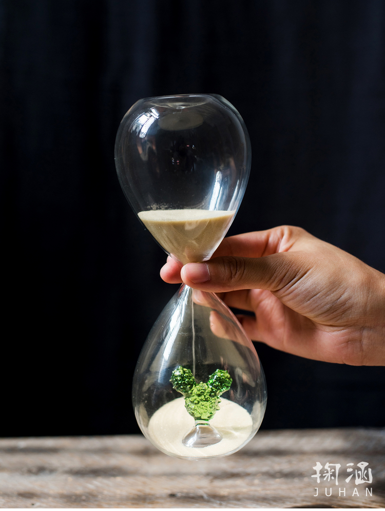 掬涵家居 juhan home 现代沙漠仙人掌沙漏桌面装饰计时器清新杂货礼物