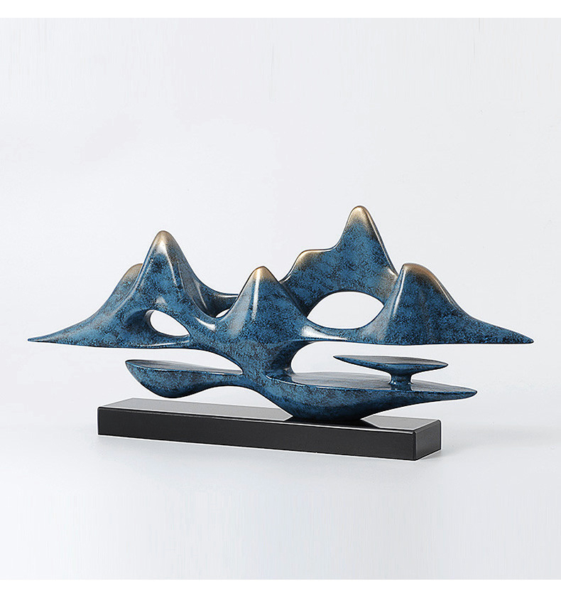 仙思图 新中式禅意云山雕塑酒店样板间售楼处橱窗别墅玄关摆件