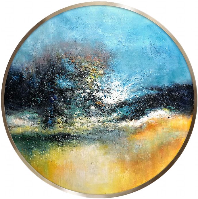 赵无极抽象油画现代简约手绘酒店餐厅壁画走廊过道挂画玄关装饰画