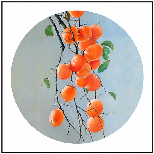 沙发背景墙装饰画柿子高清微喷简约挂画家居客厅餐厅玄关壁画包邮