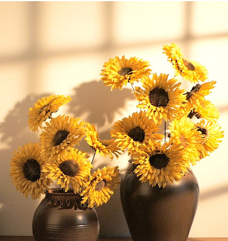 向日葵干花真花家居摆设客厅文艺落地花装饰花-摆放花艺-2021美间