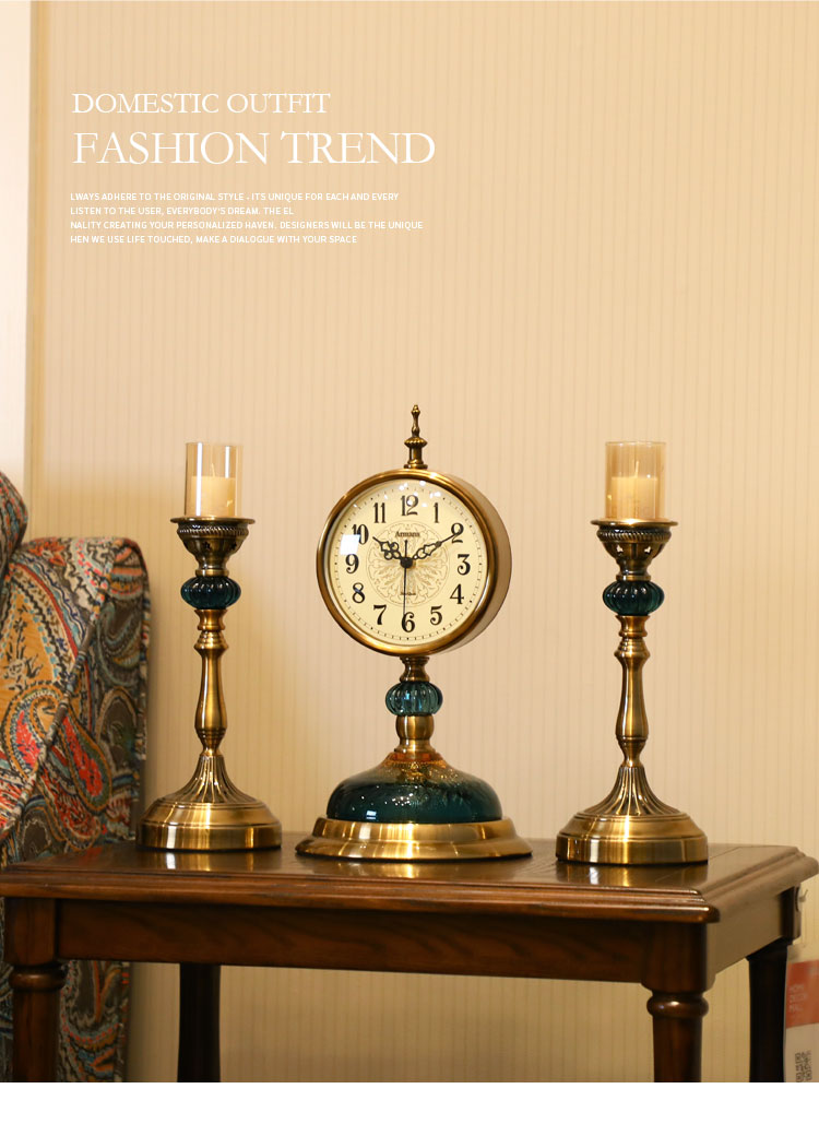 美式钟表座钟客厅大号欧式复古台钟静音卧室摆钟时钟桌面坐钟