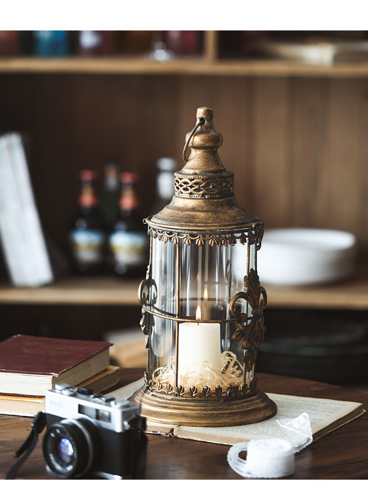 七茉家居 qimo home 法式铁艺手提户外烛台