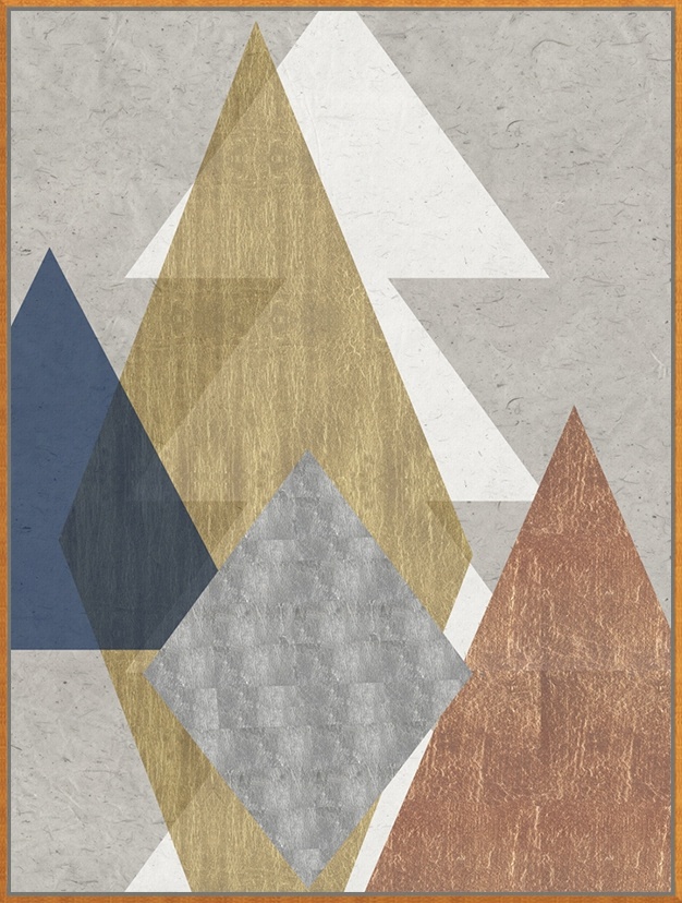 北欧简约几何冷抽象三角形装饰画 客厅书房挂画进口原版画芯丹麦