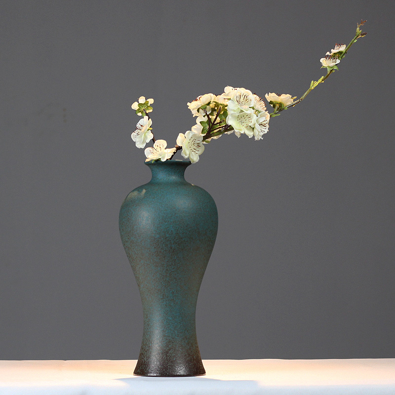 景德镇陶瓷器复古花瓶客厅电视柜家居装饰品新中式仿真梅花插摆件