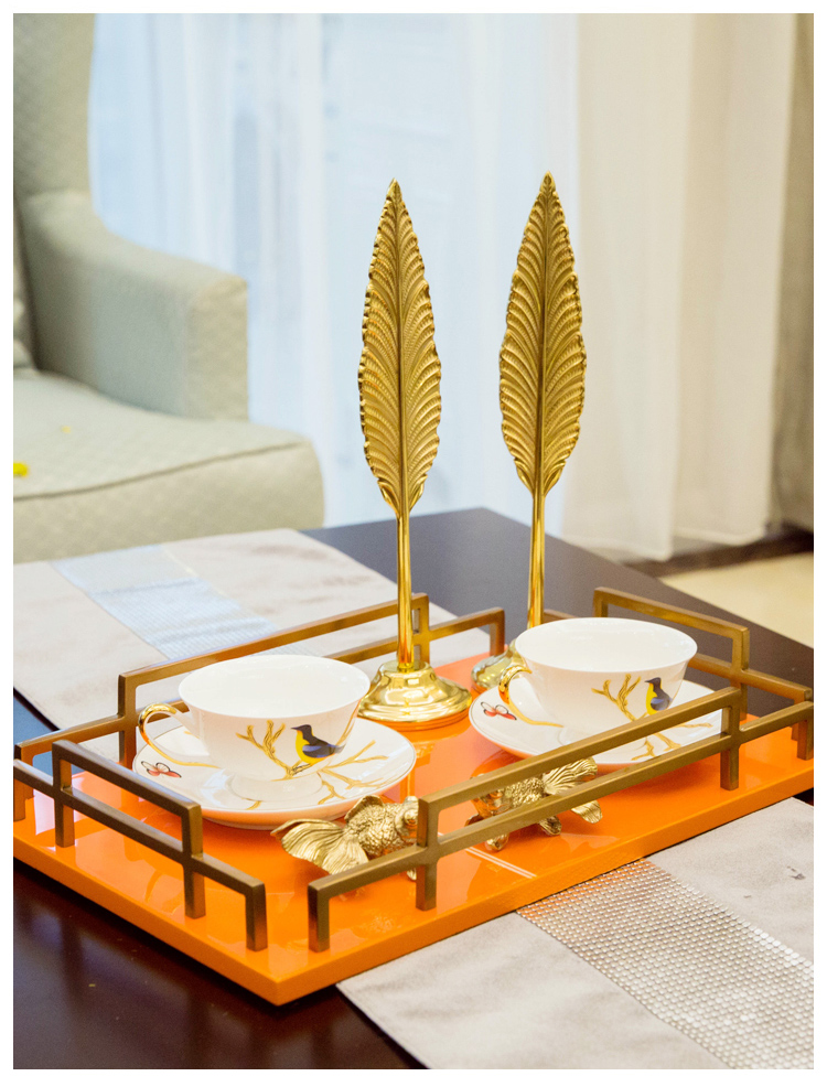 范思哲爱马仕欧式家居饰品茶几床上装饰品托盘摆件