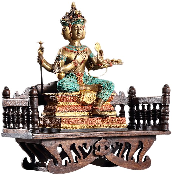 泰域 东南亚四面佛像组合摆件 泰国风格设计师软装饰品桌面摆设