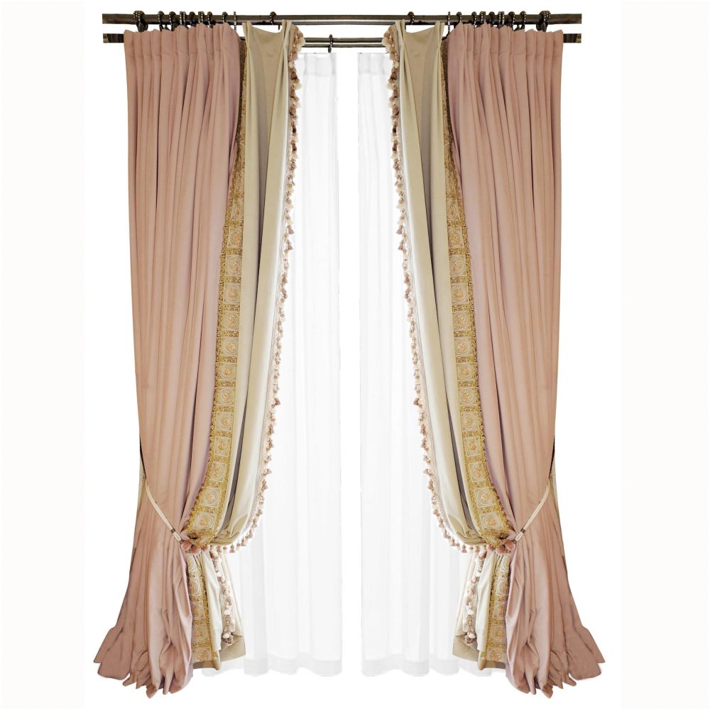 和润软装 法式轻奢定制刺绣花边温馨优雅浪漫洛可可莫兰迪色窗帘