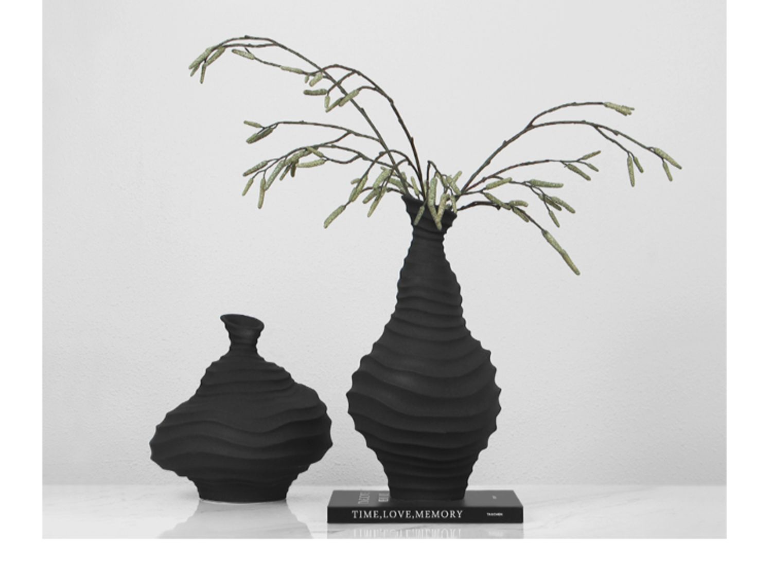 lamome deco 现代客厅白波浪条纹异形创意陶瓷花器