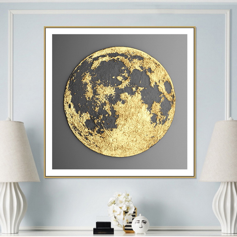 现代抽象客厅油画大幅玄关装饰纯色肌理画金色北欧 原创艺术立体