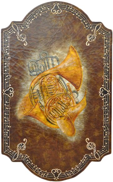 卡斯特兰美式欧美装饰画号角乐器手绘实木挂画-艺术喷绘-2022美间