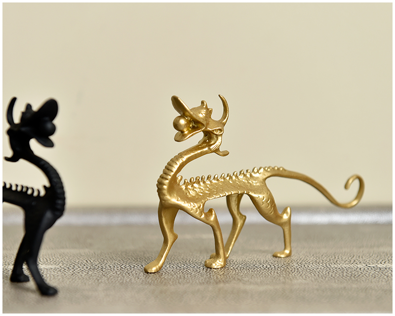 迪斯凯 现代复古做旧黑色金色汉代螭龙摆件-商品-美间(软装设计采购