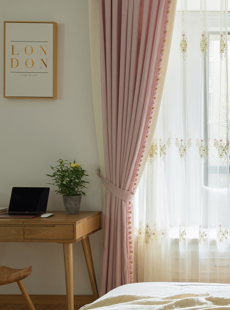北欧少女心公主风棉麻感飘窗卧室窗帘-单品-美间(软装设计采购助手)