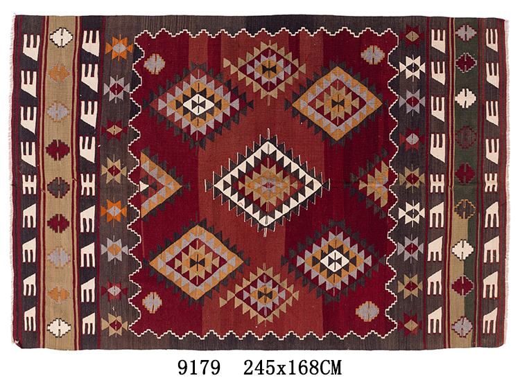 土耳其手工编织羊毛kilim民族风设计师复古异域部落风格挂毯地毯-地毯