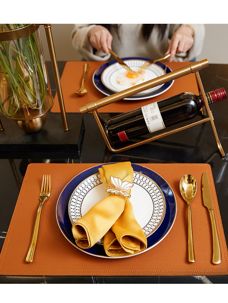 西餐餐具套装家用欧式牛排刀叉金边餐盘子餐巾餐垫样板间酒店摆台