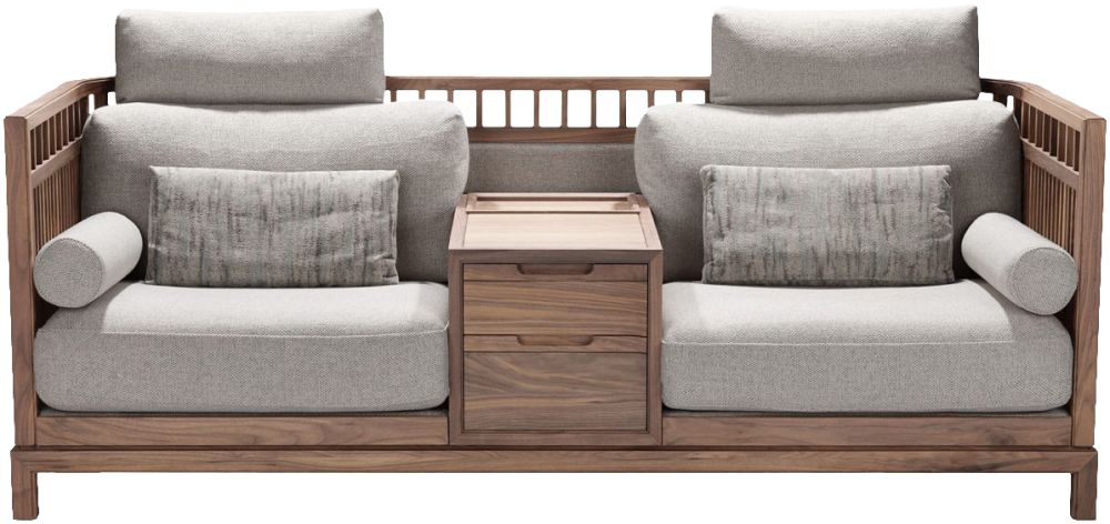 左右乾坤合木新中式客厅双人沙发