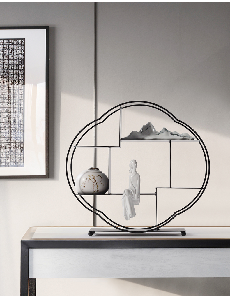 禅意摆件创意人物假山茶几茶室玄关柜摆设-摆件-2021美间(软装设计