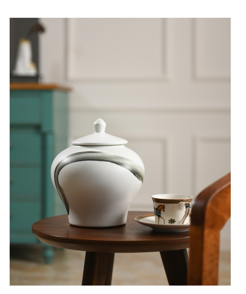 saumur墨色陶瓷白色花瓶大号客厅插花中式复古家居装饰品时尚花器