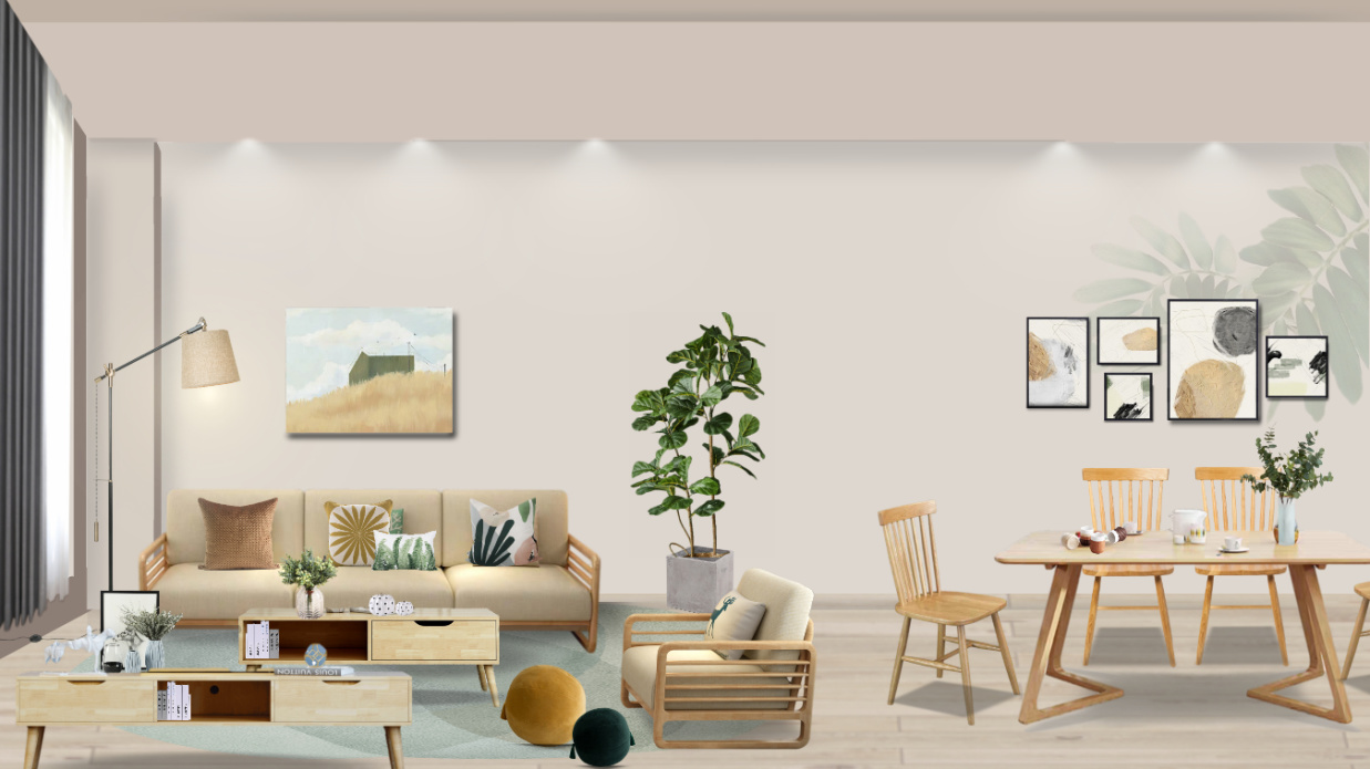 软装方案-北欧风客厅软装方案-软装搭配方案/2021-美间(软装采购助手)