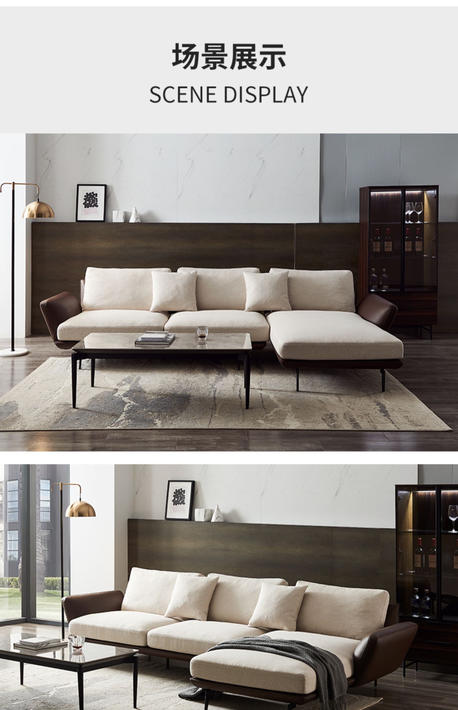 爱依瑞斯 现代客厅羽绒填充布艺双人沙发