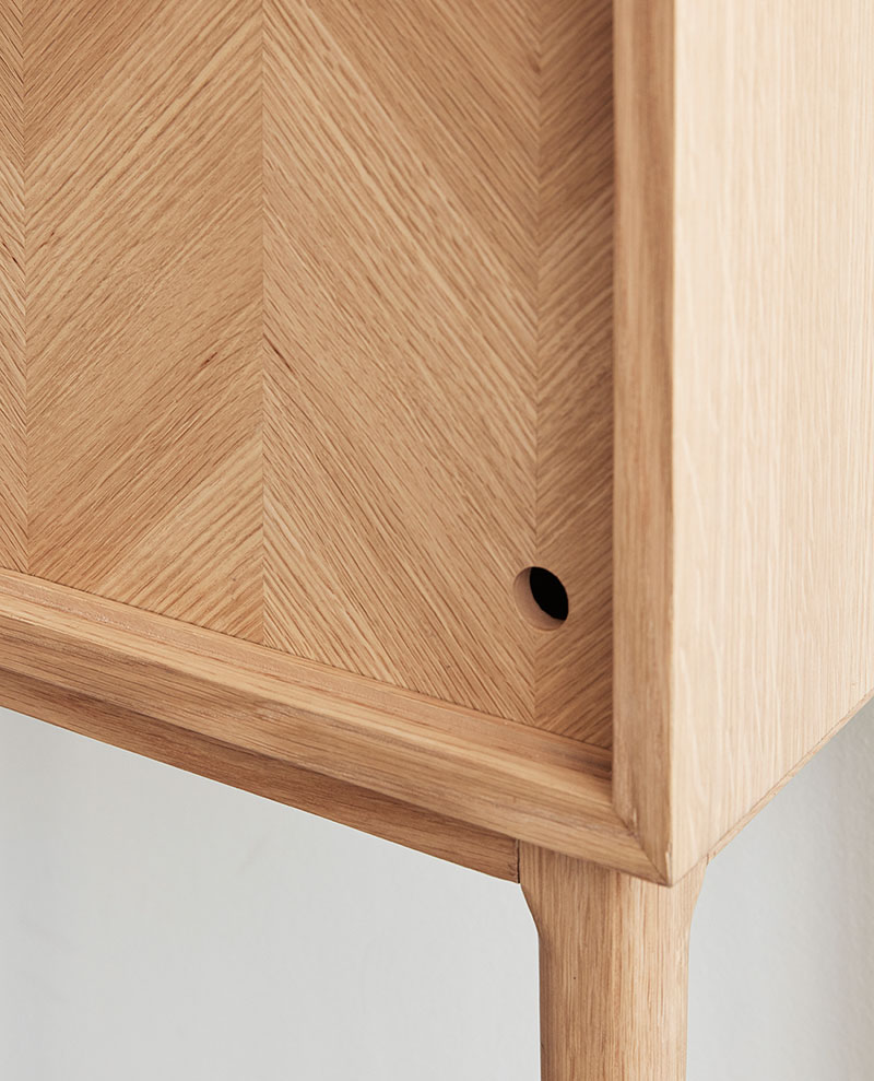 mzlab 北欧直采 橡木鱼骨纹 hubsch实木高脚柜矮柜餐边柜子杂物柜