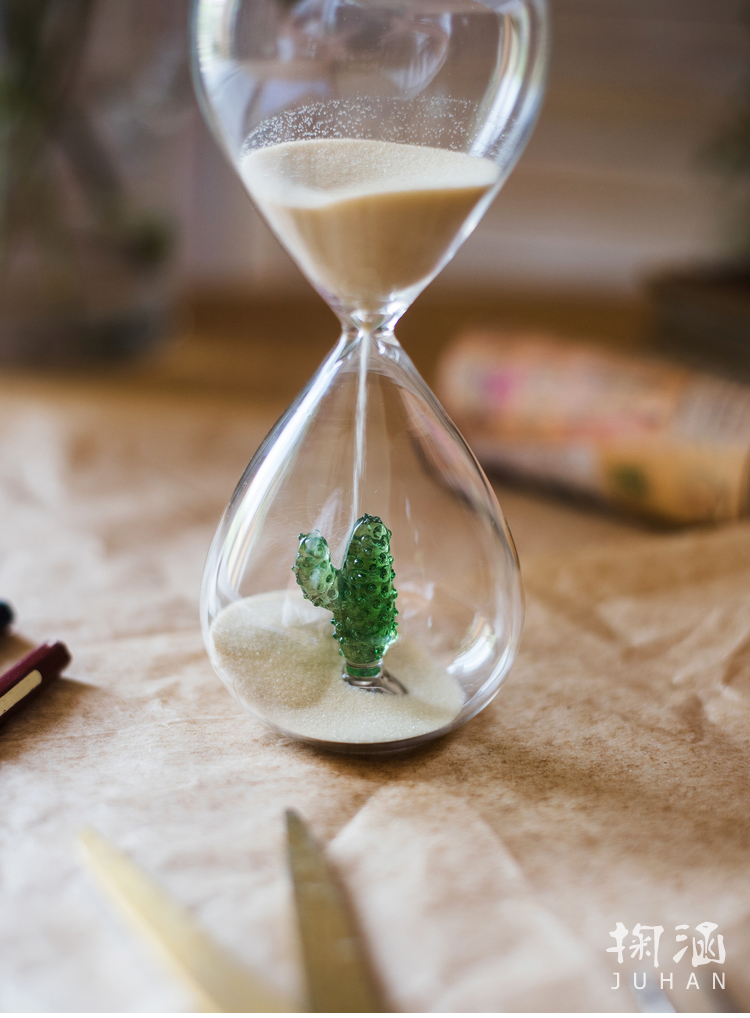掬涵家居 juhan home 现代沙漠仙人掌沙漏桌面装饰计时器清新杂货礼物
