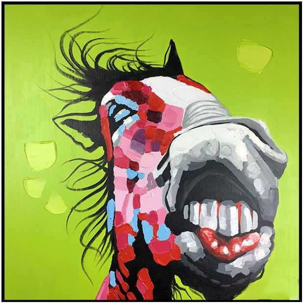 创意动物 动物刀画系列 黑猩猩斑马青蛙宠物狗 纯手绘油画