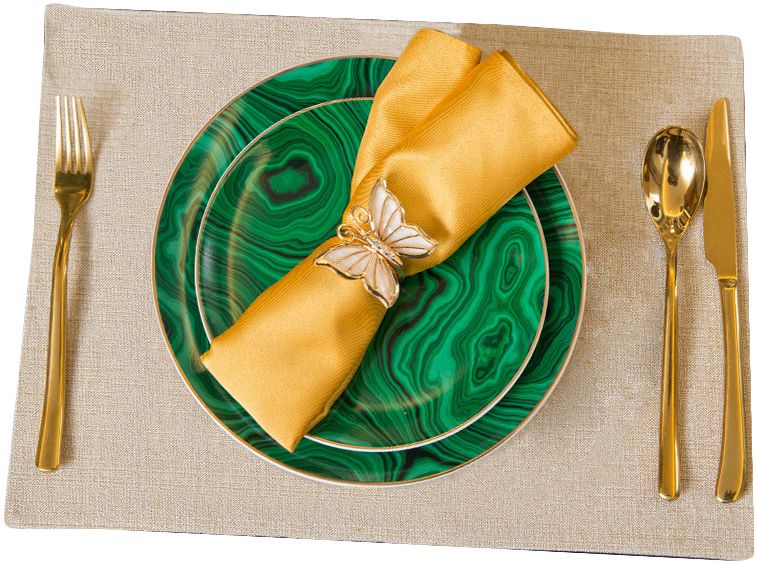 轻奢西餐餐具套装家用牛排刀叉盘子餐巾垫高档金边餐盘样板间摆台