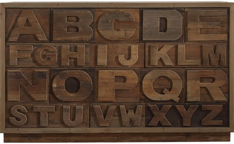 米卡之家 美式乡村风格 全实木老杉木 复古 英文字母斗柜 收纳柜