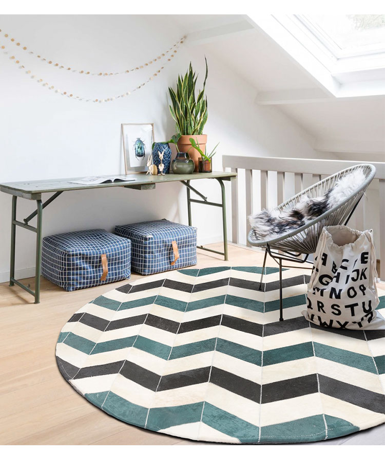 轻奢美式北欧风简欧式客厅地毯卧室沙发牛皮地毯可定制尺寸-单品-美间