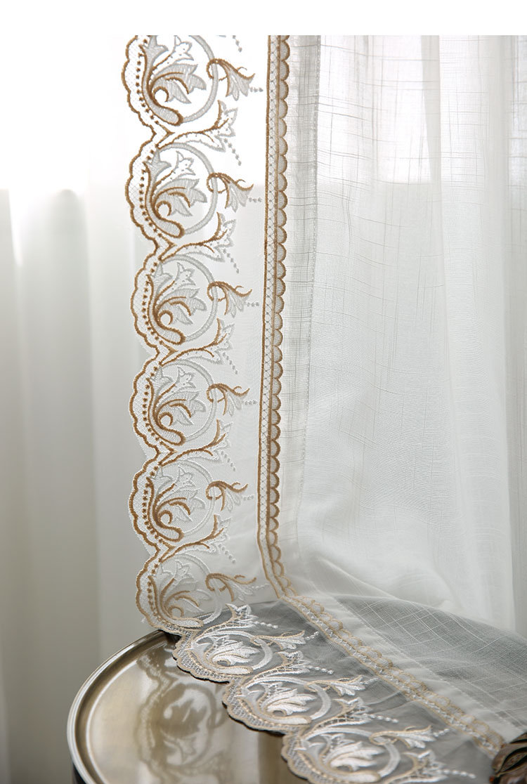 青藤家居 现代客厅卧室高精密仿真丝拼接巴洛克高档定制窗帘
