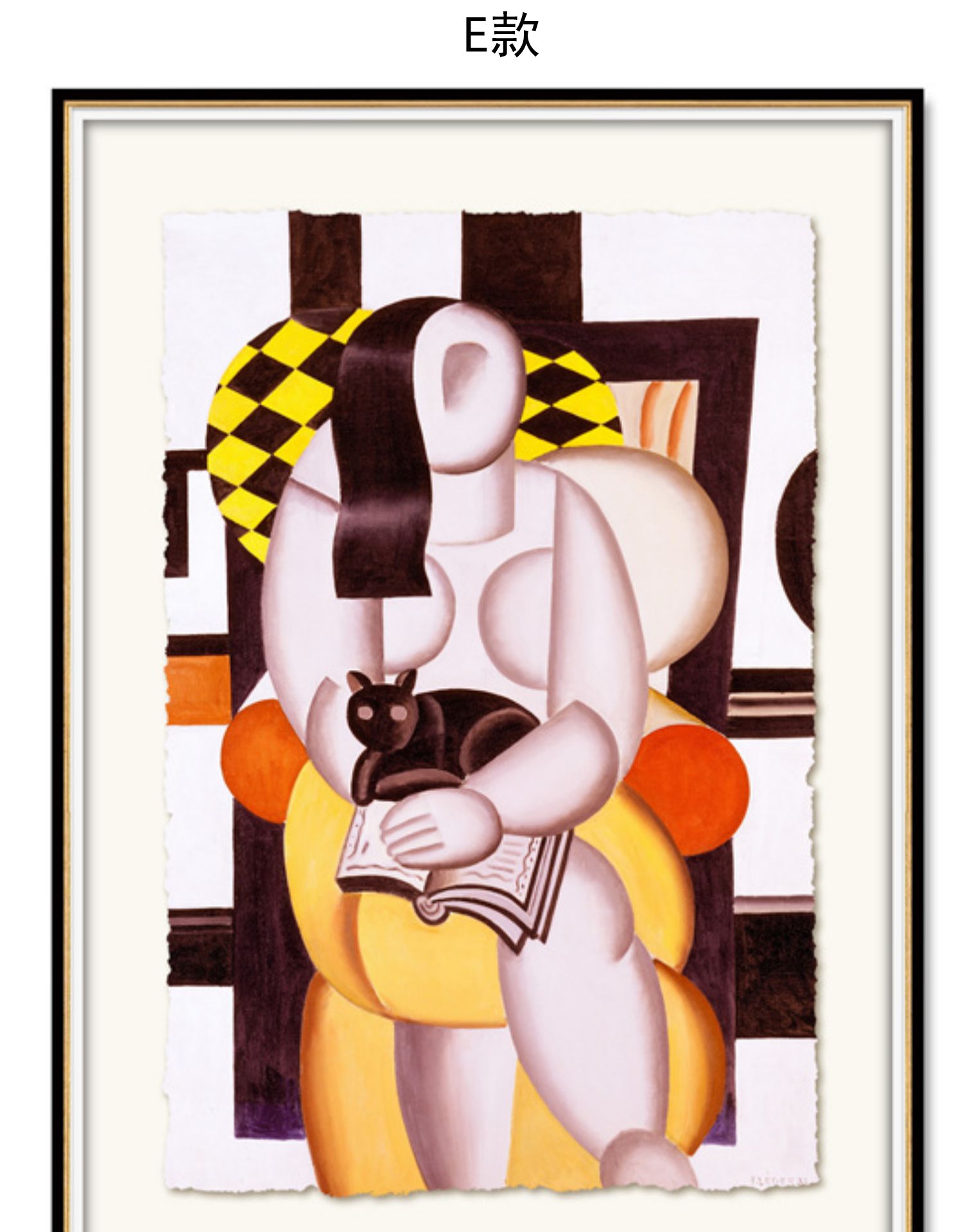 西方立体主义巴塞尔金箔工艺现代艺术实木框装饰画