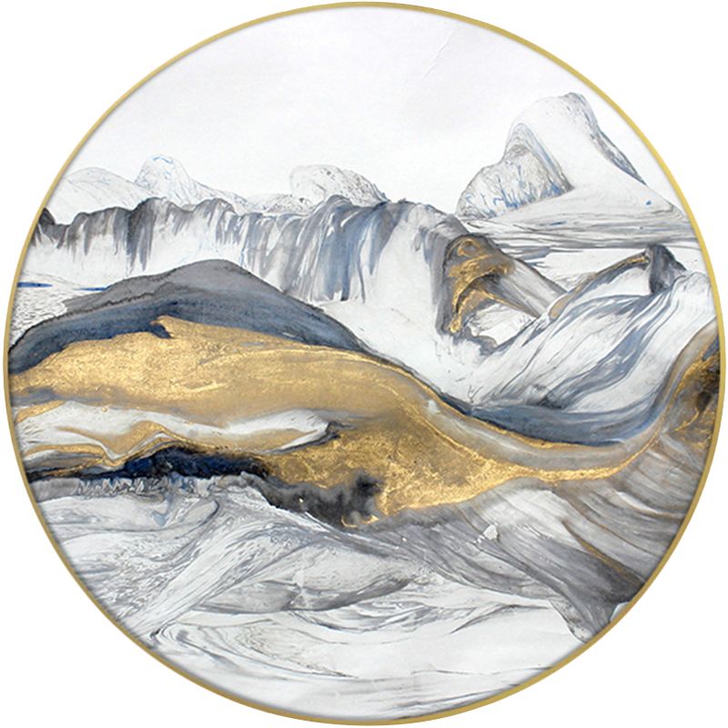 玄关过道圆形山水画大气轻奢挂画-抽象画-2021美间(软装设计采购助手)