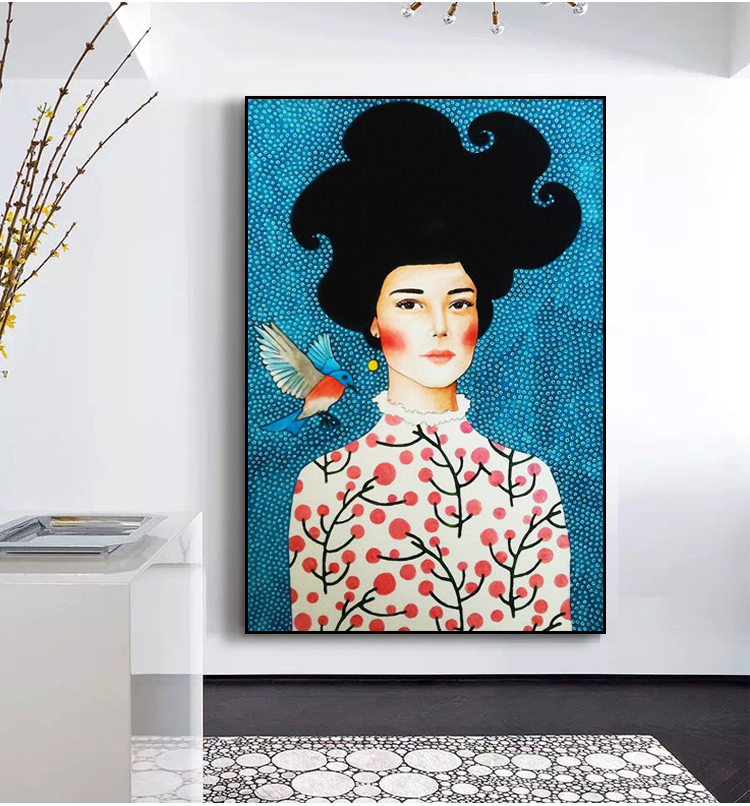 女生房间装饰画挂画卧室少女心床头画人物画餐厅画客厅画现代简约