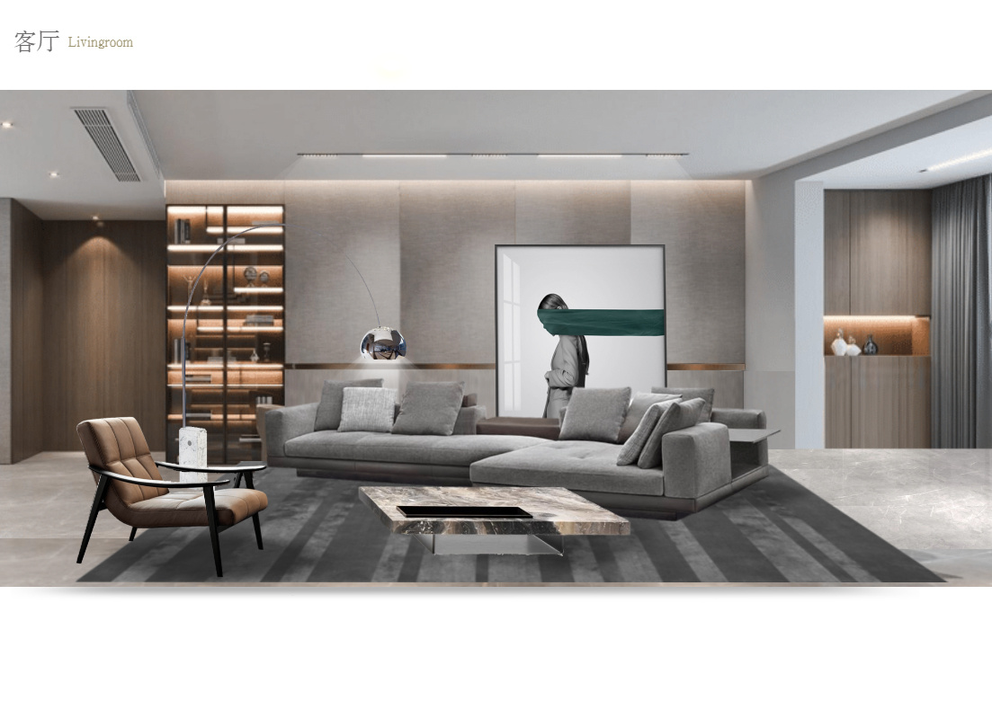 【花桥客厅】软装方案-现代软装方案-软装搭配方案/2021-美间(软装