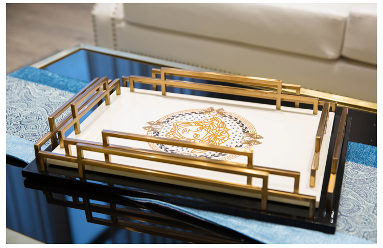 范思哲爱马仕欧式家居饰品茶几床上装饰品托盘摆件