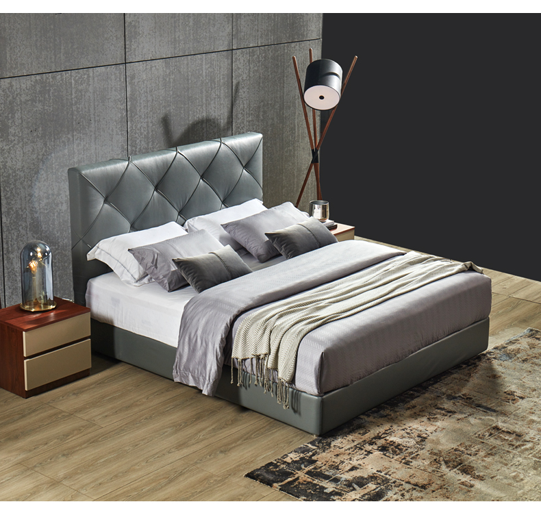 aris爱依瑞斯 现代卧室真皮床丽贝卡家具双人床