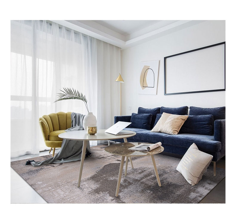 北欧新中式美式工业风轻奢灰色客厅茶几毯卧室床边地毯-单品-美间