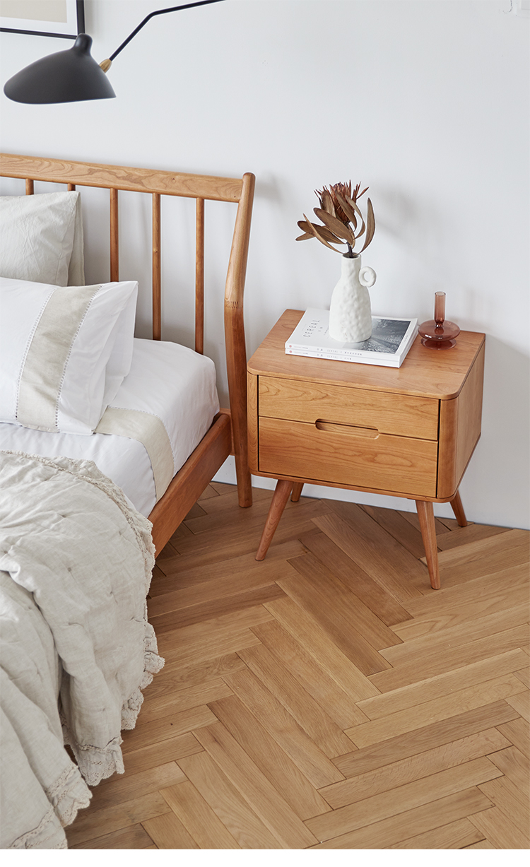 朴愫木作北欧床头柜简约日式实木收纳储物柜樱桃木家具卧室床边柜