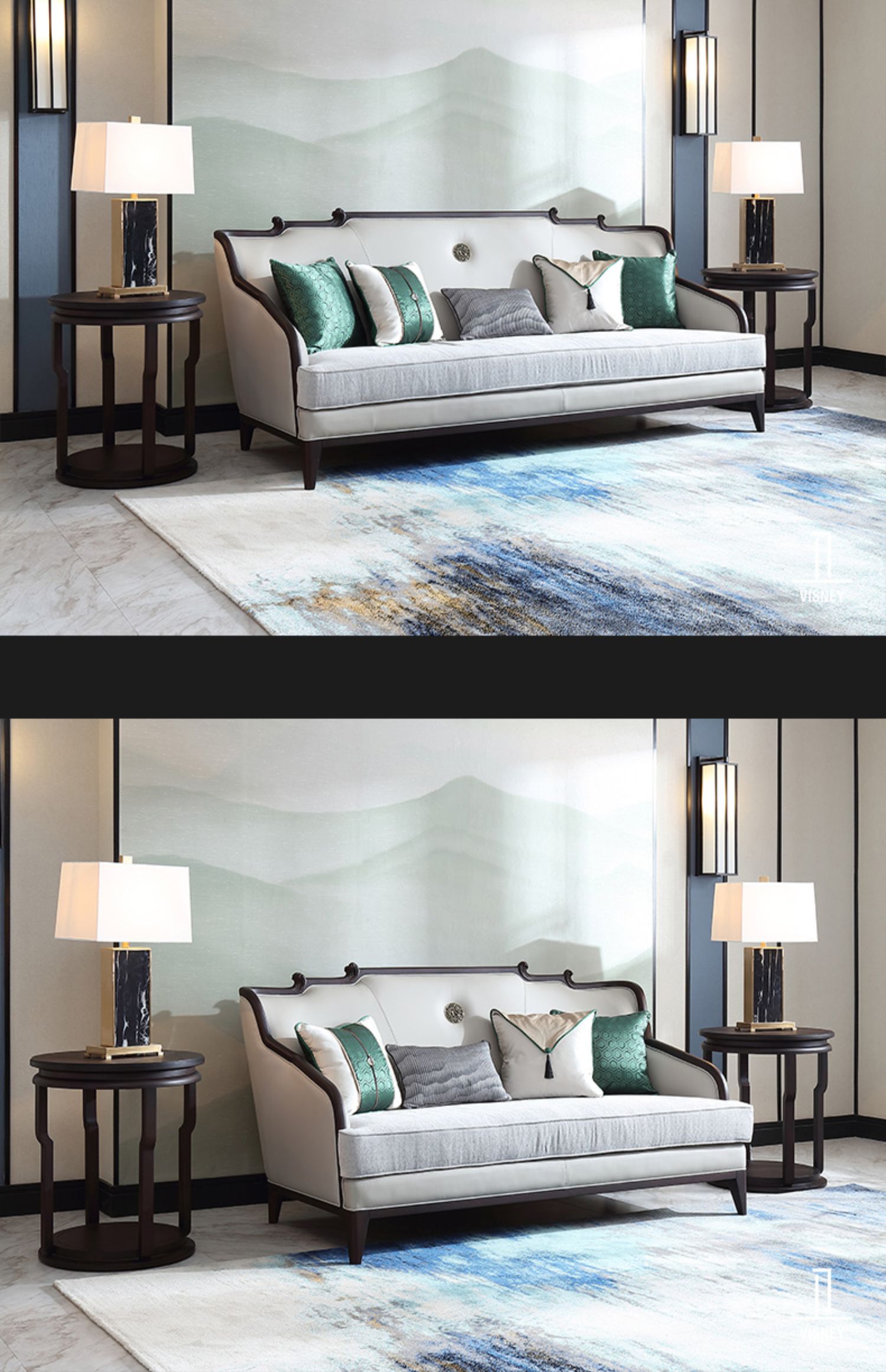 卫诗理 新中式真皮布艺双人沙发-双人沙发-2021美间(软装设计采购助手