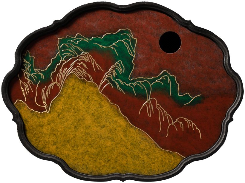 朱炳仁铜 新中式日出山花铜茶盘茶具茶具2021美间（软装设计采购助手）