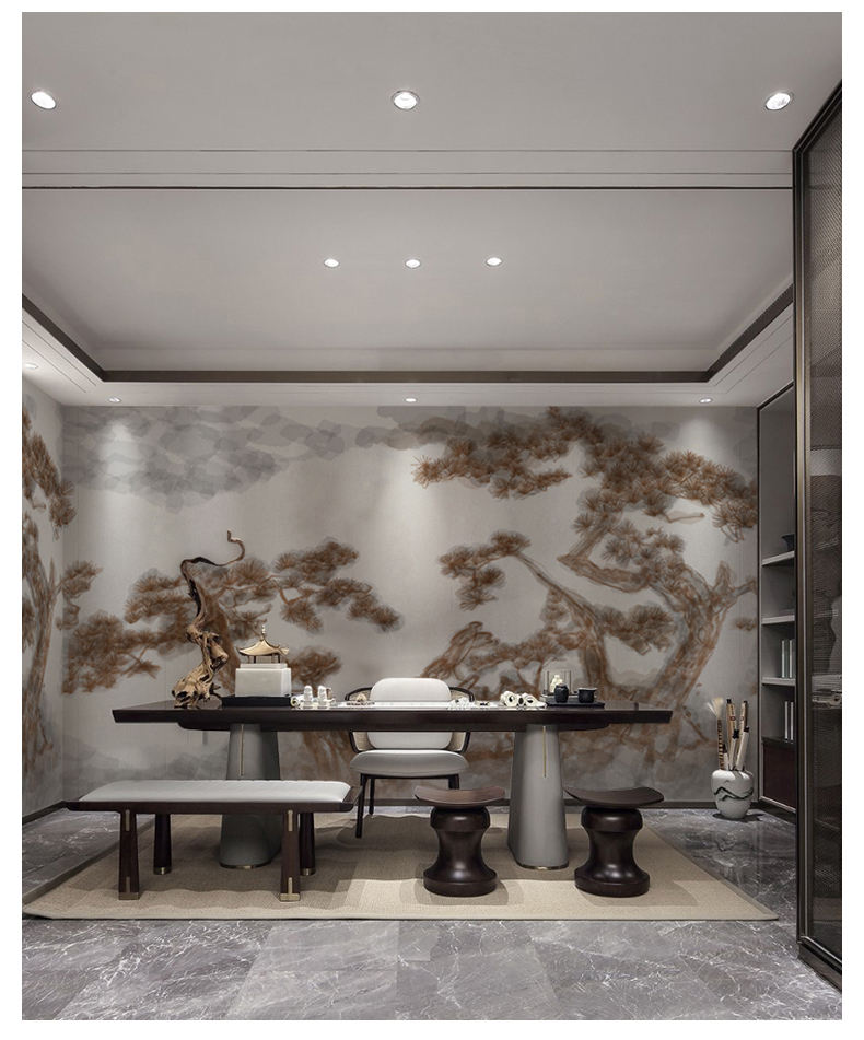 戈黎斯 新中式松骨傲情山水艺术定制壁纸