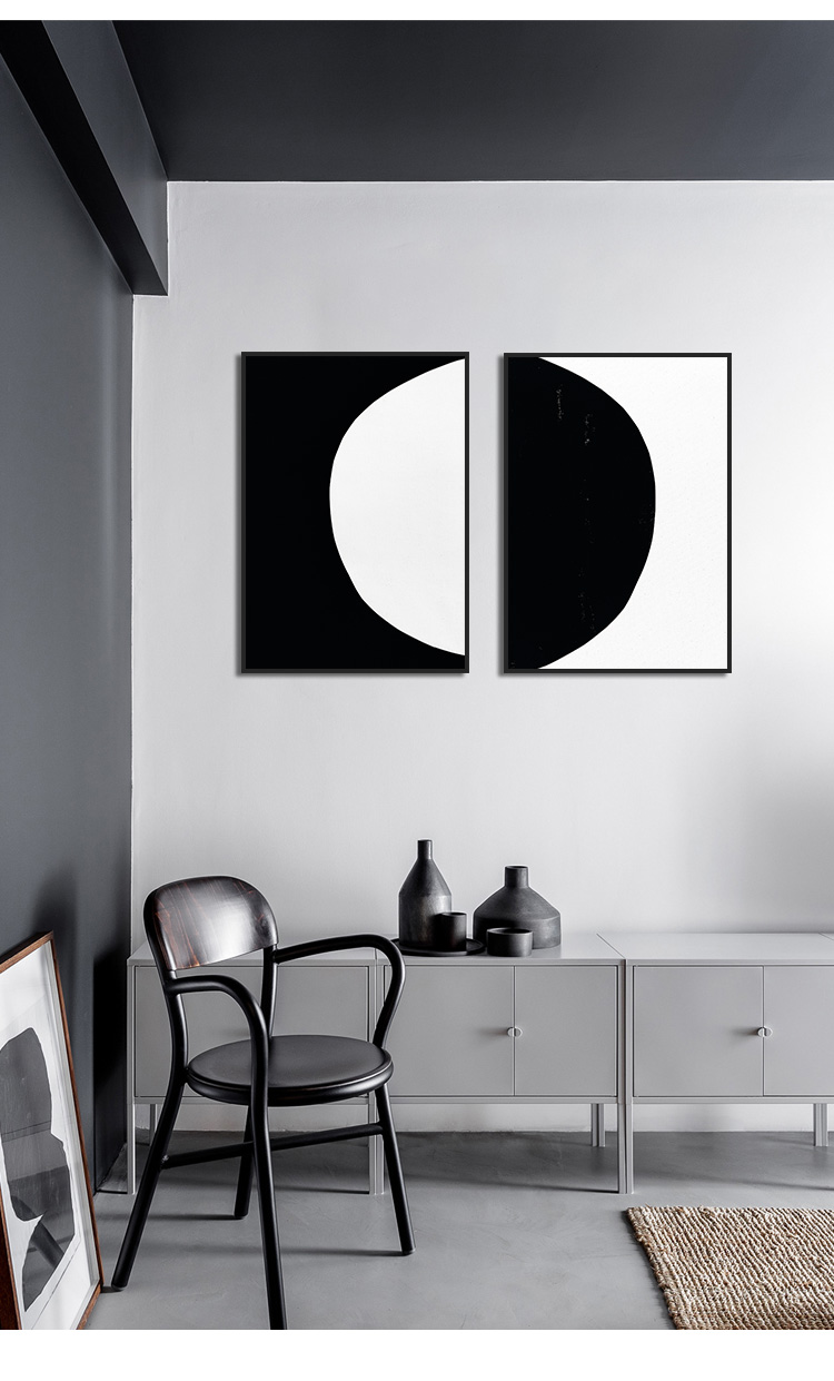 印象画都 现代极简挂画黑白几何色块艺术客厅书房背景墙抽象画