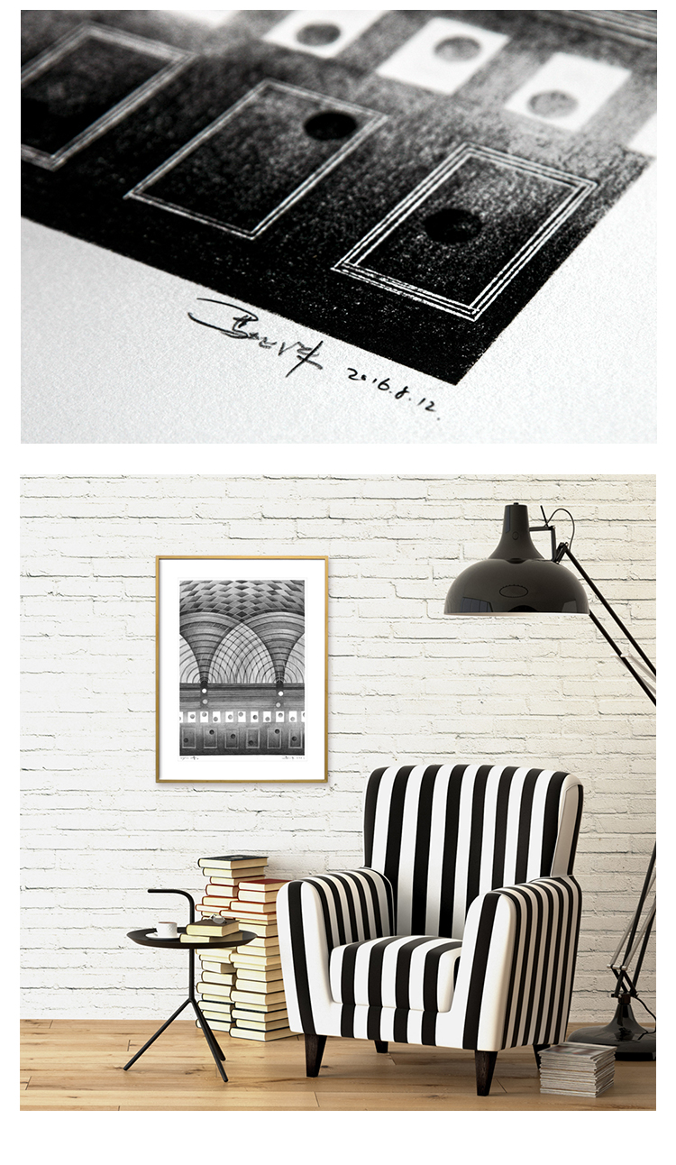 印物所出品 马岱姝限量手工平版画 物理系列版画 限量70张