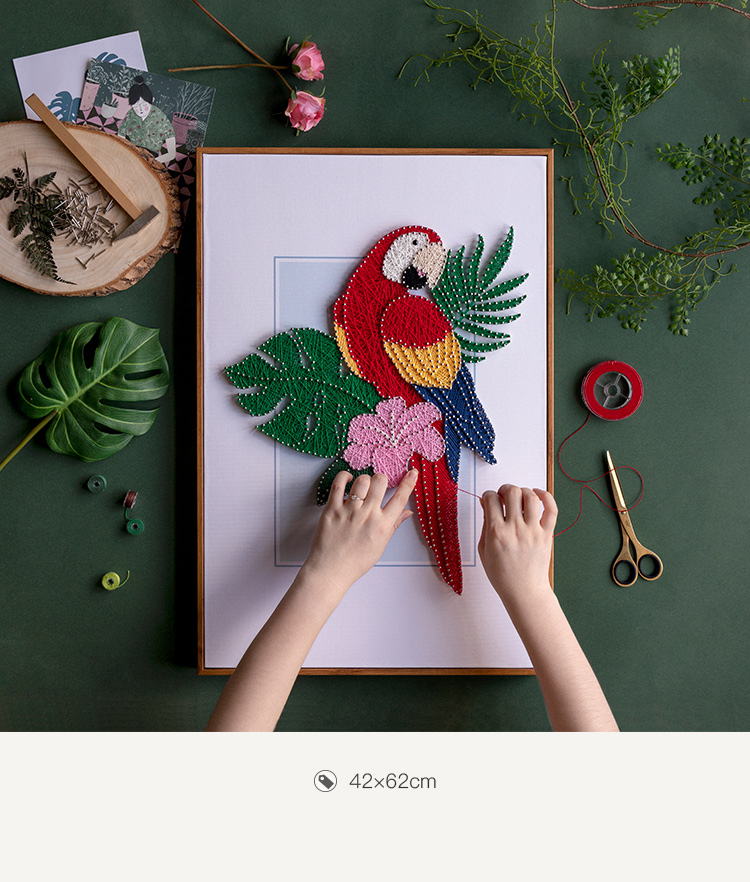 弦丝画减压diy手工制作材料包钉子画绕线画纱线画鹦鹉送女友礼物