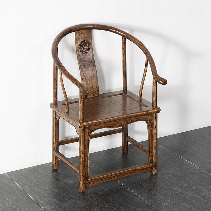 中式仿古家具/高端老榆木圈椅/明清古典做旧扶手实木围椅
