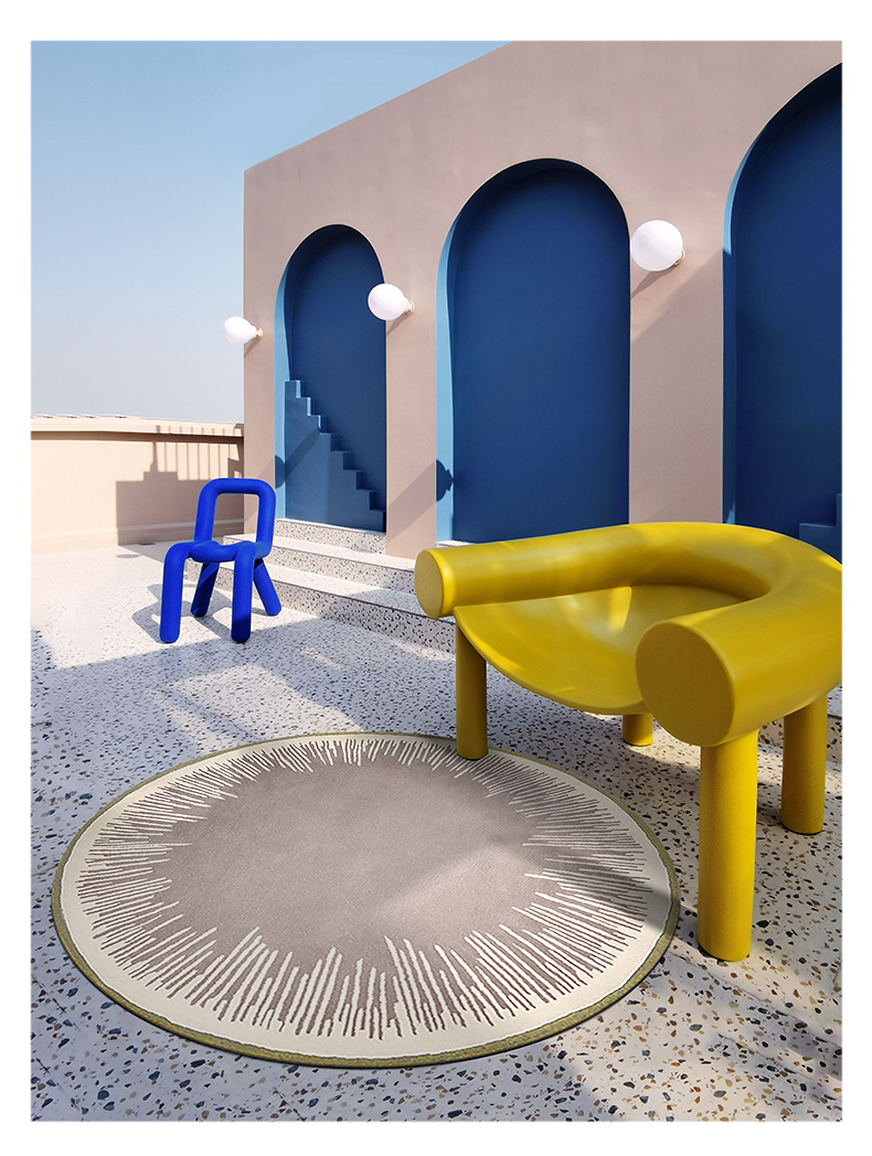 麦克罗伊 现代简约设计师原创圆形羊毛莫兰迪色地毯